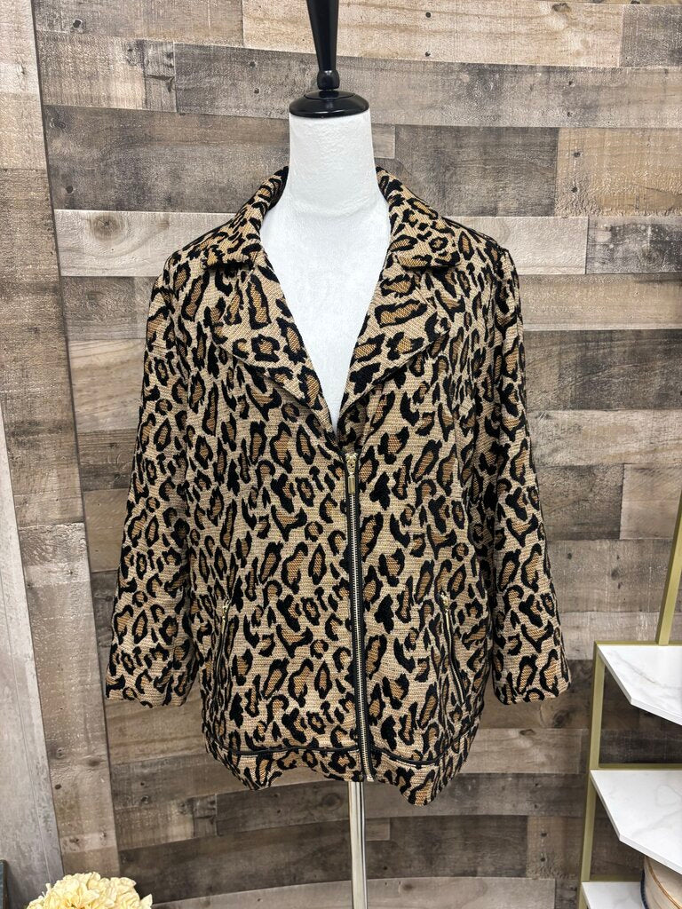 Chico's Leopard Print Zip Jacket