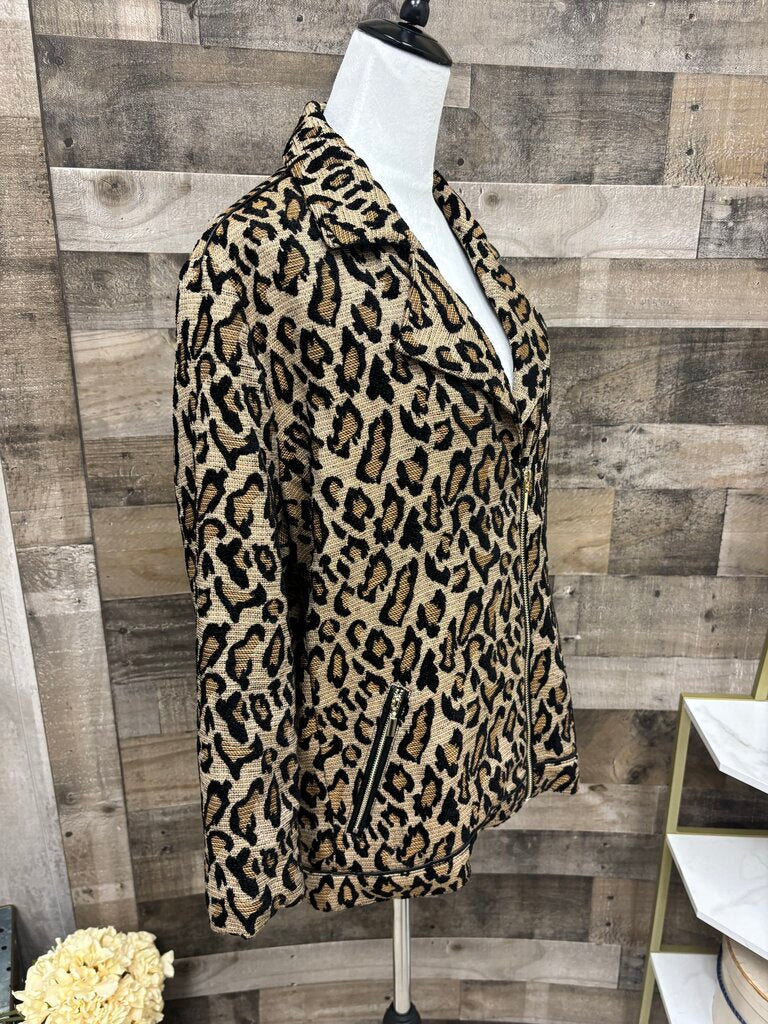 Chico's Leopard Print Zip Jacket