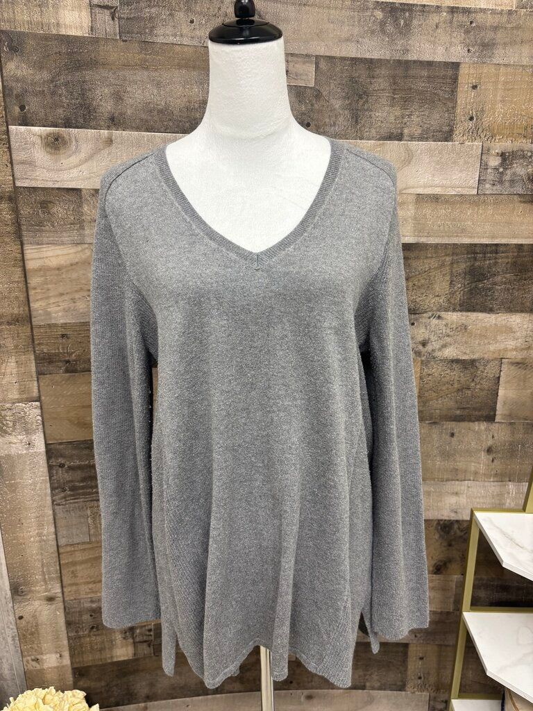 J Jill Grey V-Neck Sweater