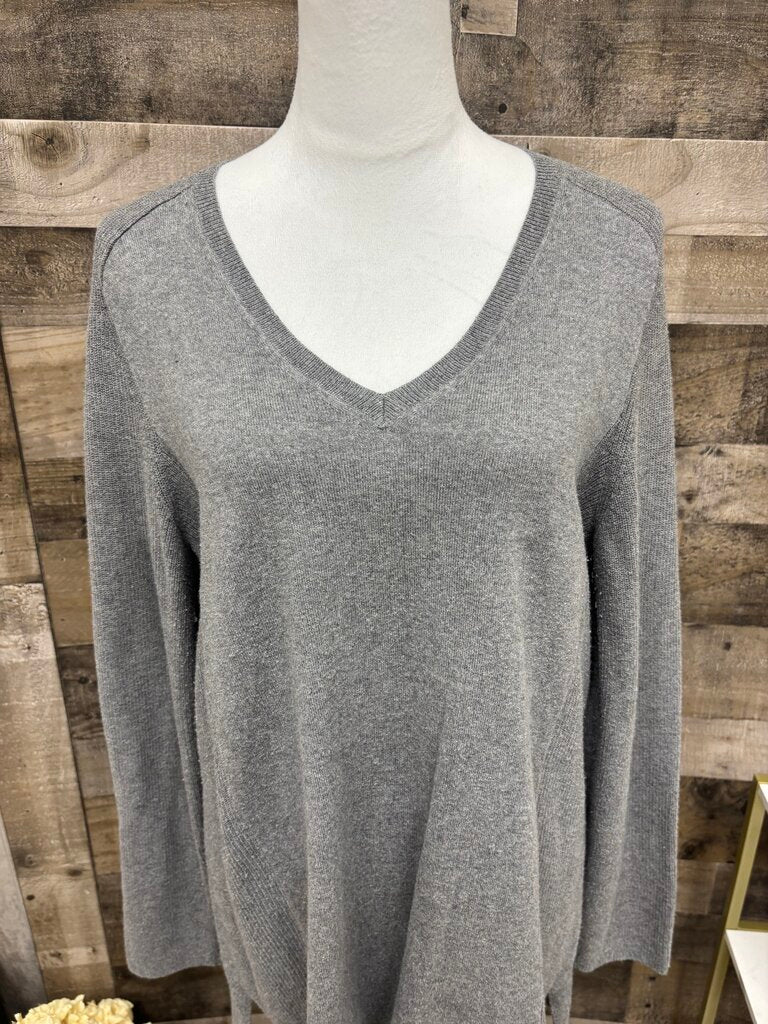 J Jill Grey V-Neck Sweater