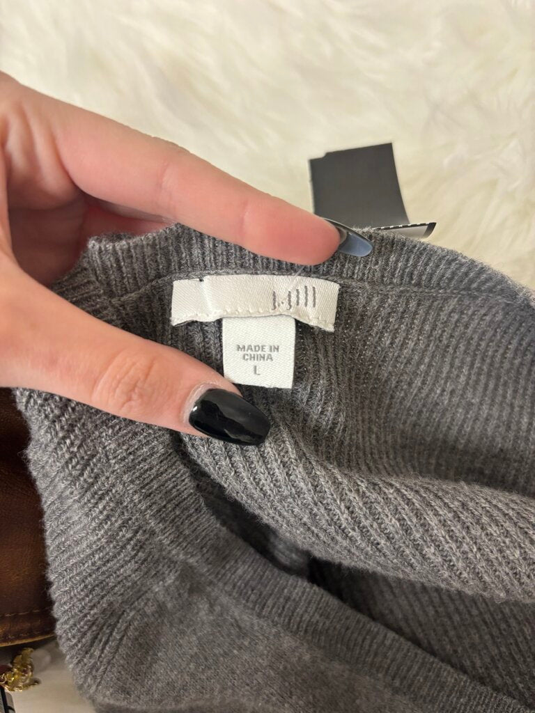 J Jill Grey V-Neck Sweater