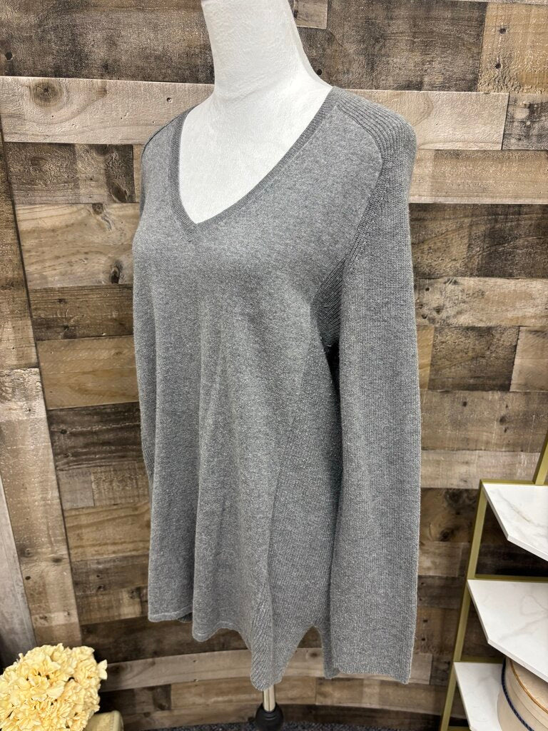 J Jill Grey V-Neck Sweater