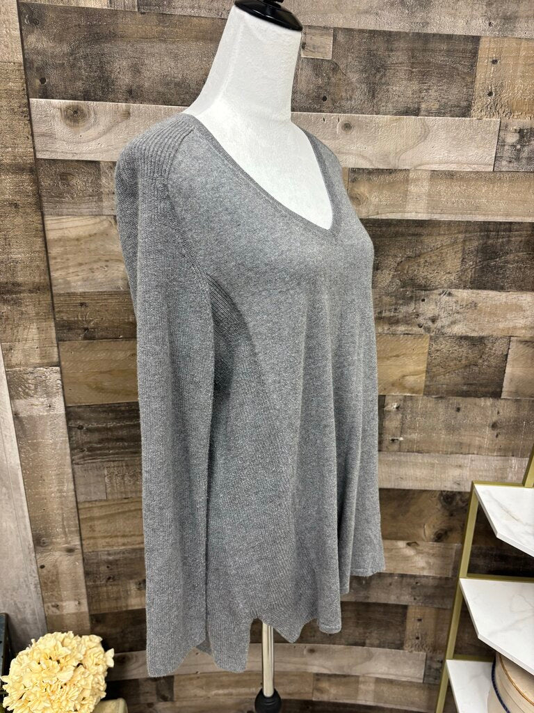 J Jill Grey V-Neck Sweater