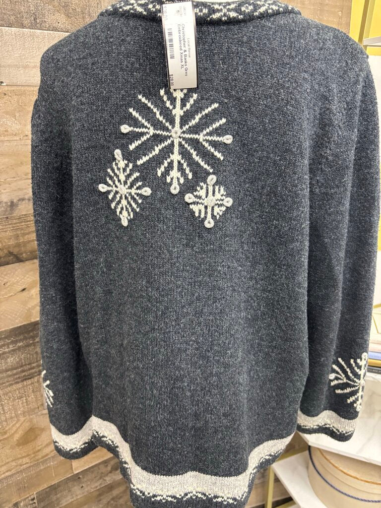 Christopher & Banks Grey Embroidered Xmas