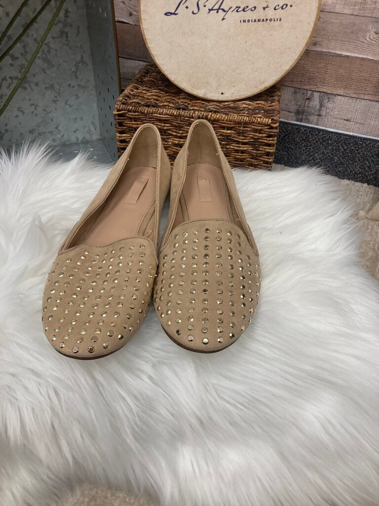 Trafaluc Tan Suede Flats w/Gold Studs