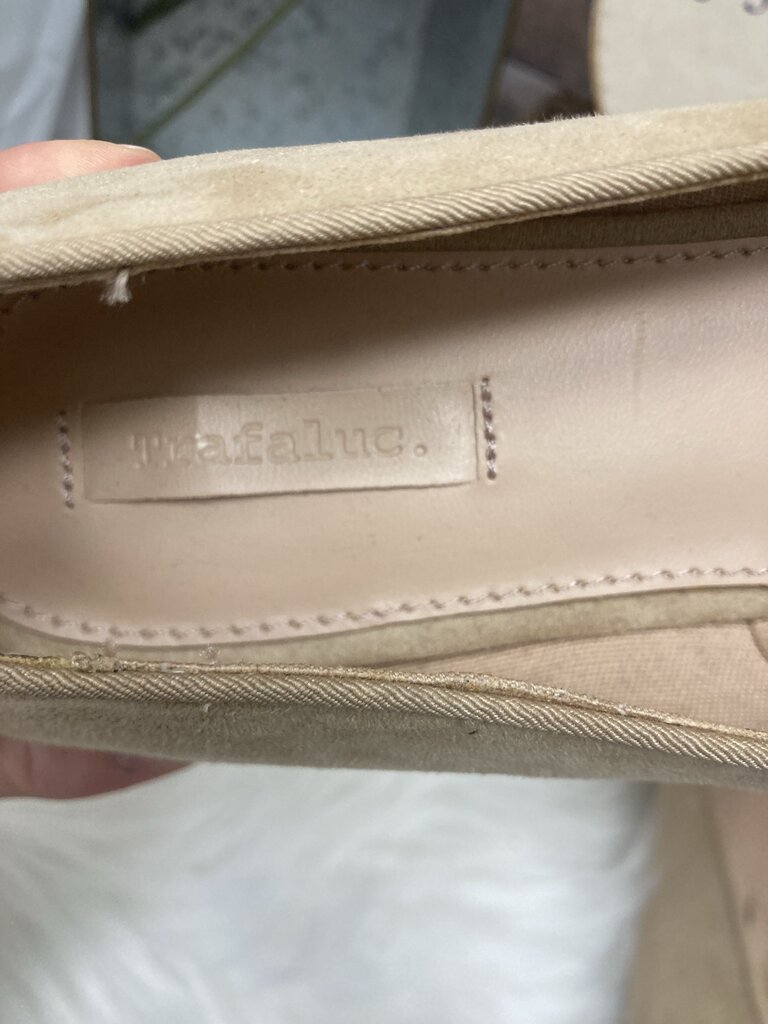 Trafaluc Tan Suede Flats w/Gold Studs