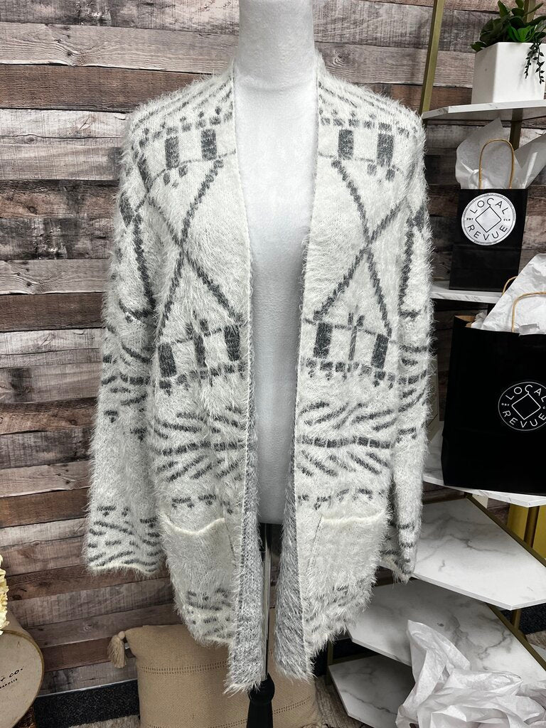 Knox Rose Ivory & Gray Cardigan Duster
