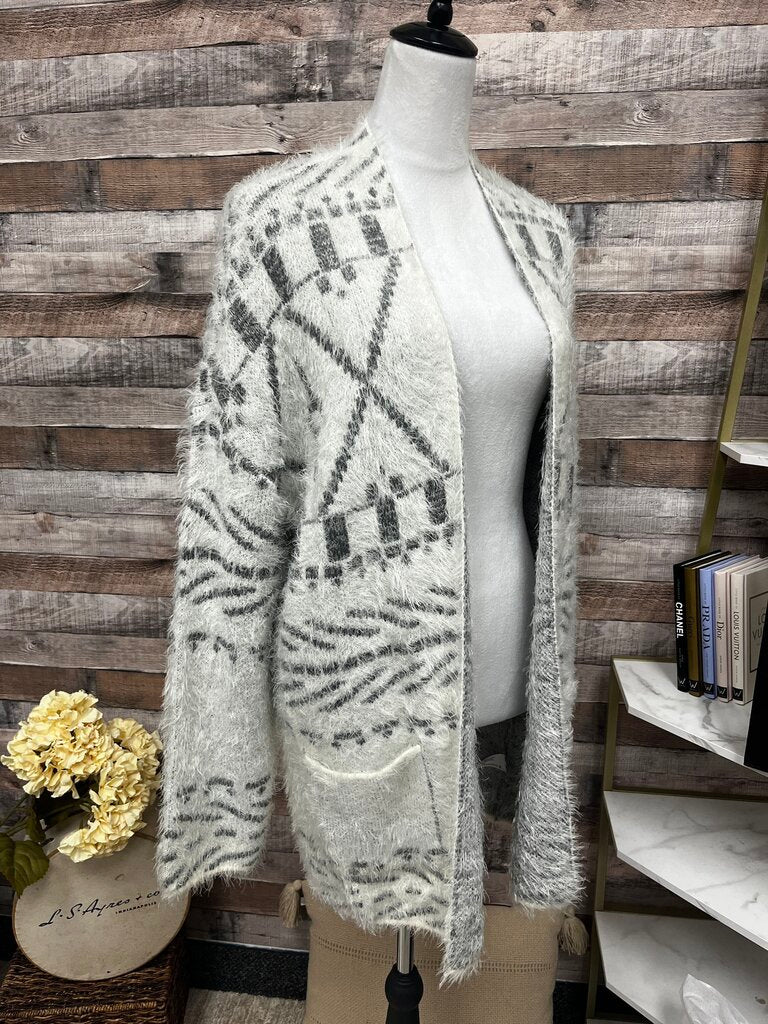 Knox Rose Ivory & Gray Cardigan Duster