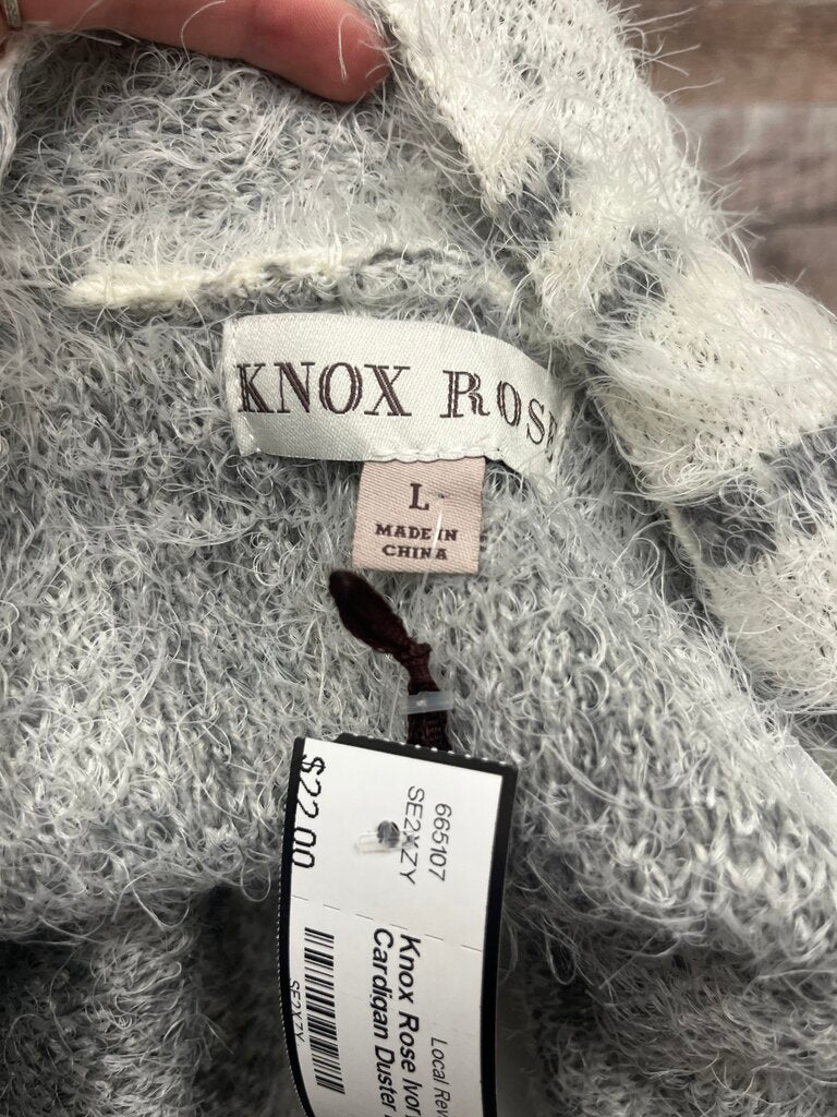Knox Rose Ivory & Gray Cardigan Duster