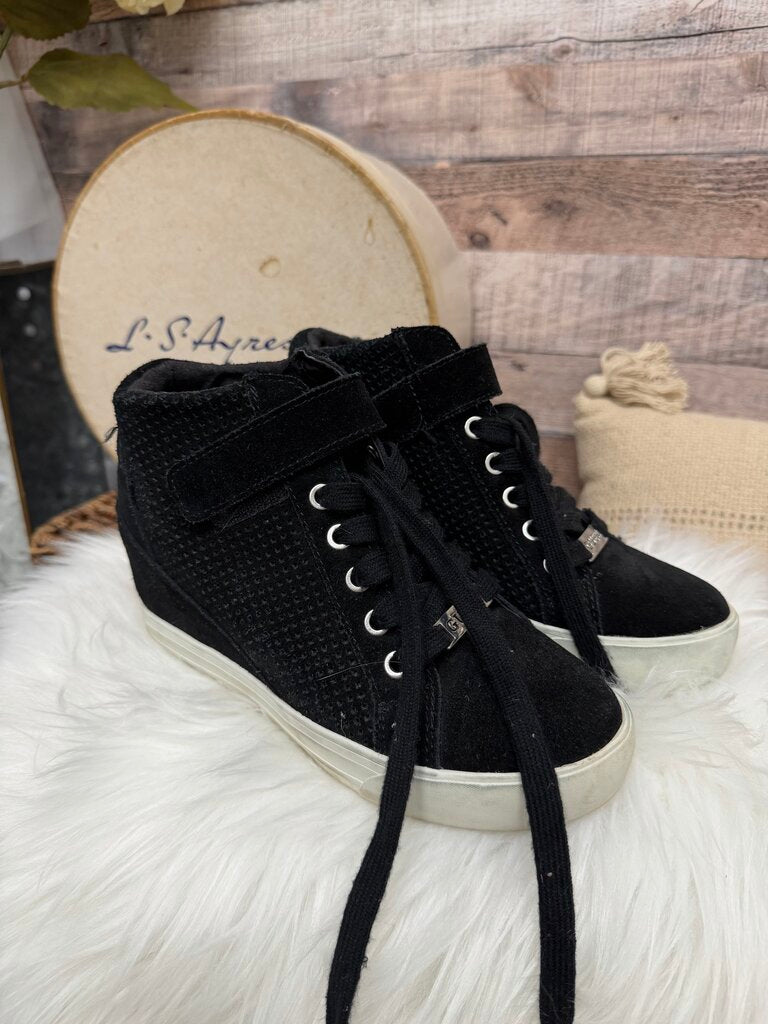 Guess Black Suede High Top Wedge