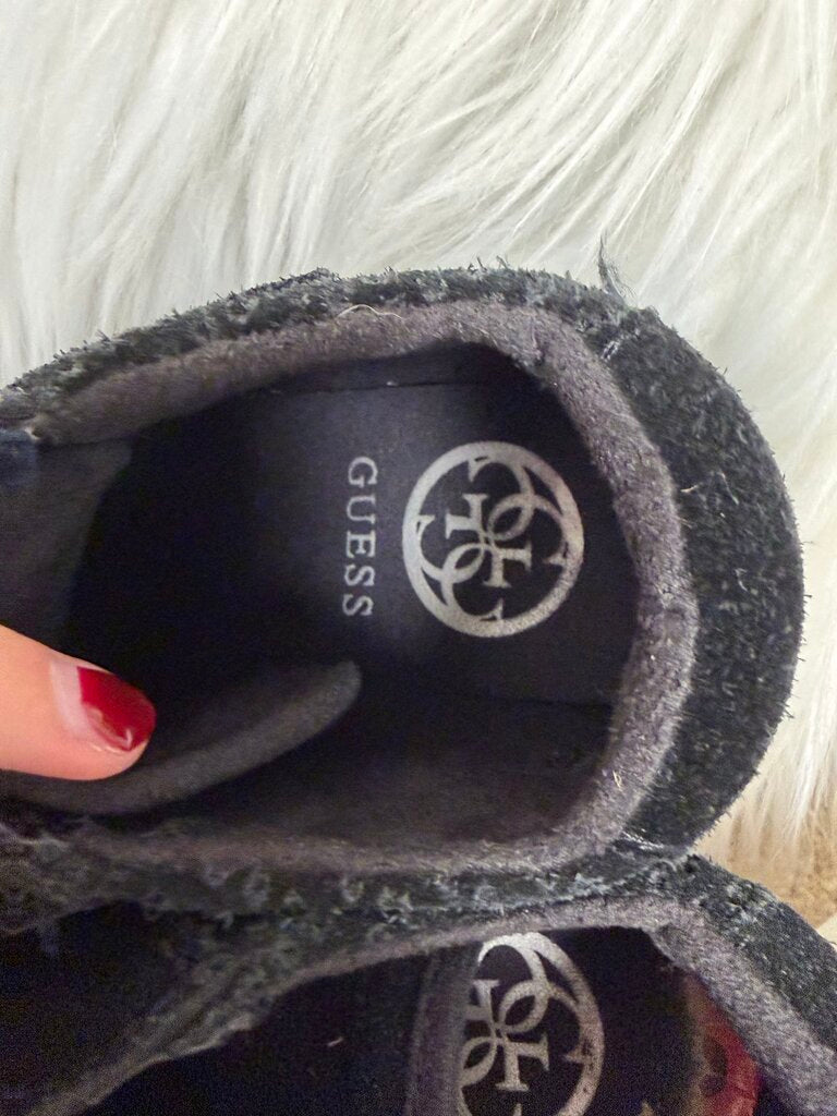 Guess Black Suede High Top Wedge