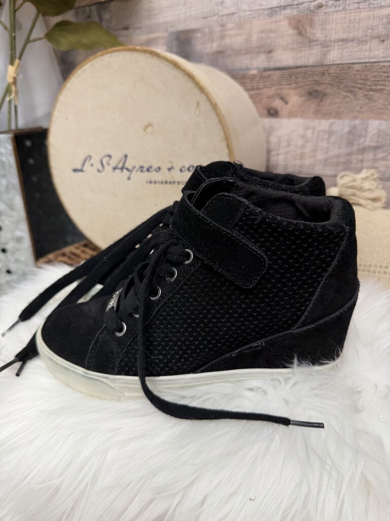 Guess Black Suede High Top Wedge