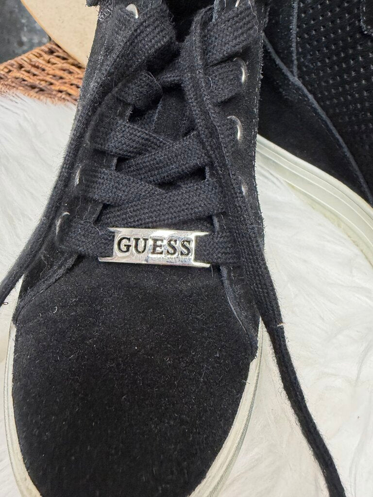 Guess Black Suede High Top Wedge