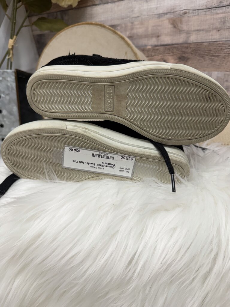Guess Black Suede High Top Wedge