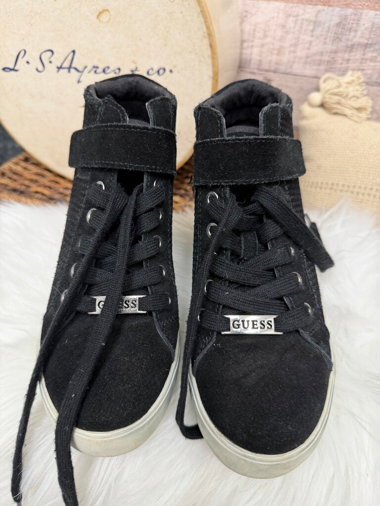Guess Black Suede High Top Wedge