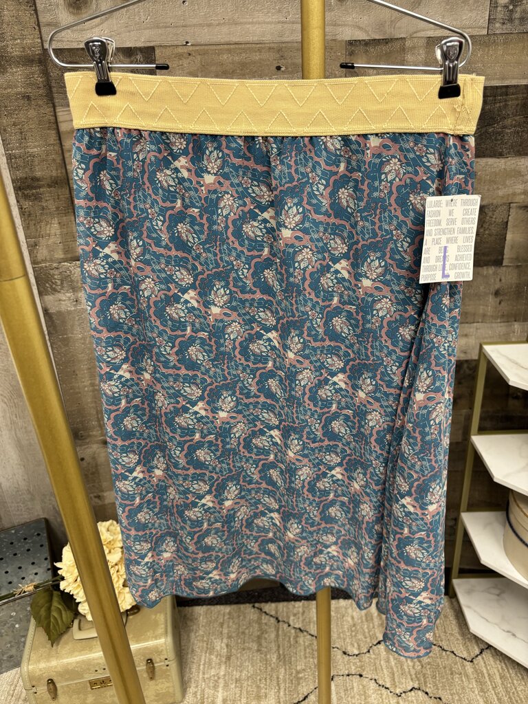 NWT LuLaRo Aqua & Pink Floral Pattern Skirt