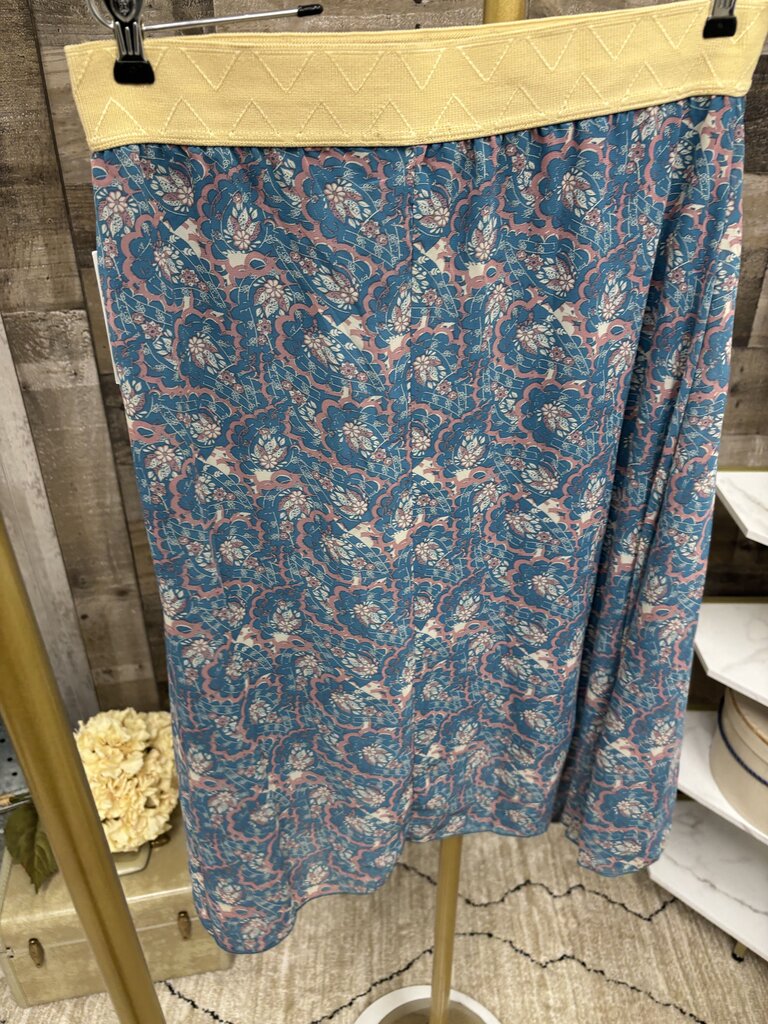 NWT LuLaRo Aqua & Pink Floral Pattern Skirt