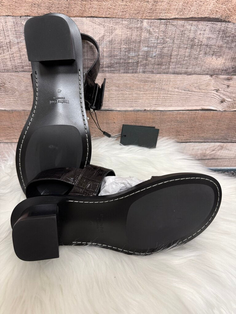 NWT Massimo Dutti Black Croc Embossed Leather