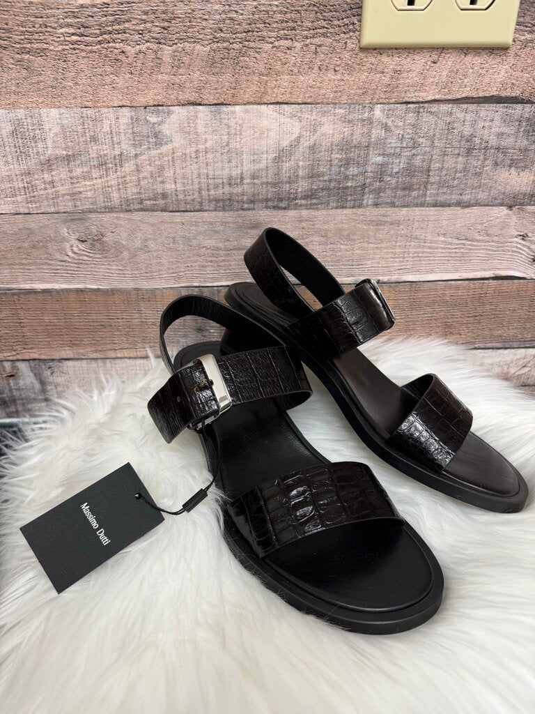 NWT Massimo Dutti Black Croc Embossed Leather