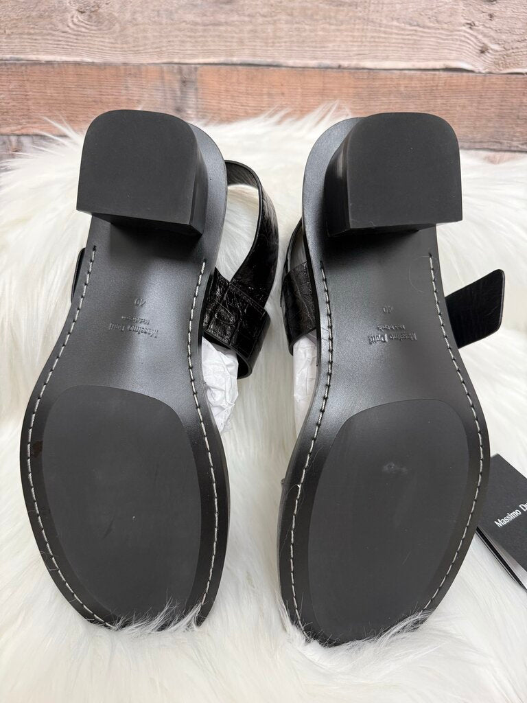 NWT Massimo Dutti Black Croc Embossed Leather