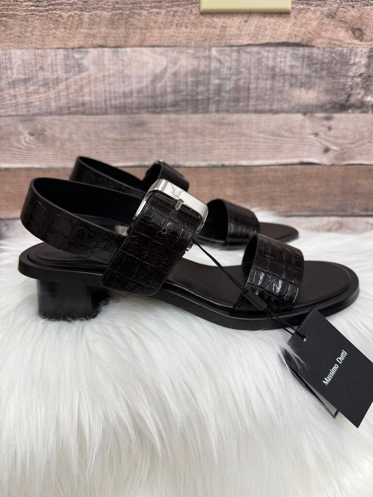 NWT Massimo Dutti Black Croc Embossed Leather