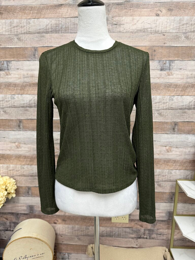 Reformation Olive Green Mesh Long Sleeve
