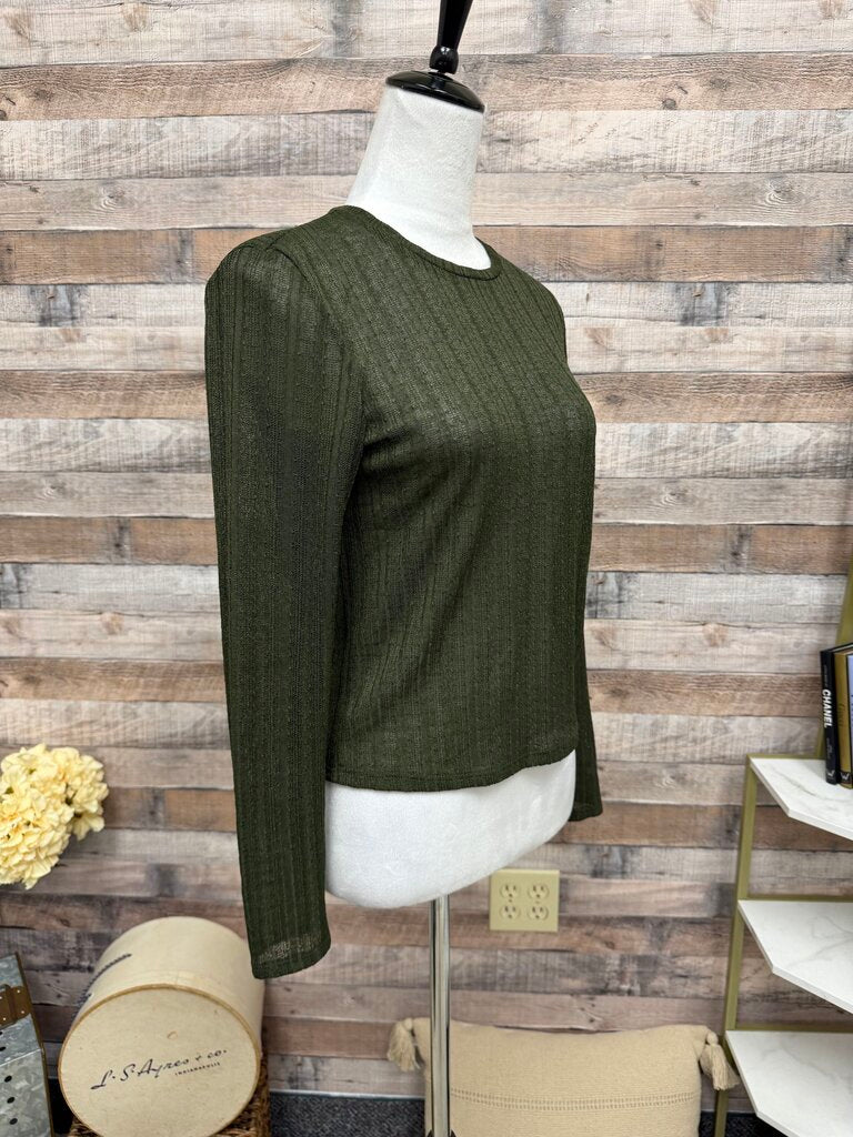 Reformation Olive Green Mesh Long Sleeve