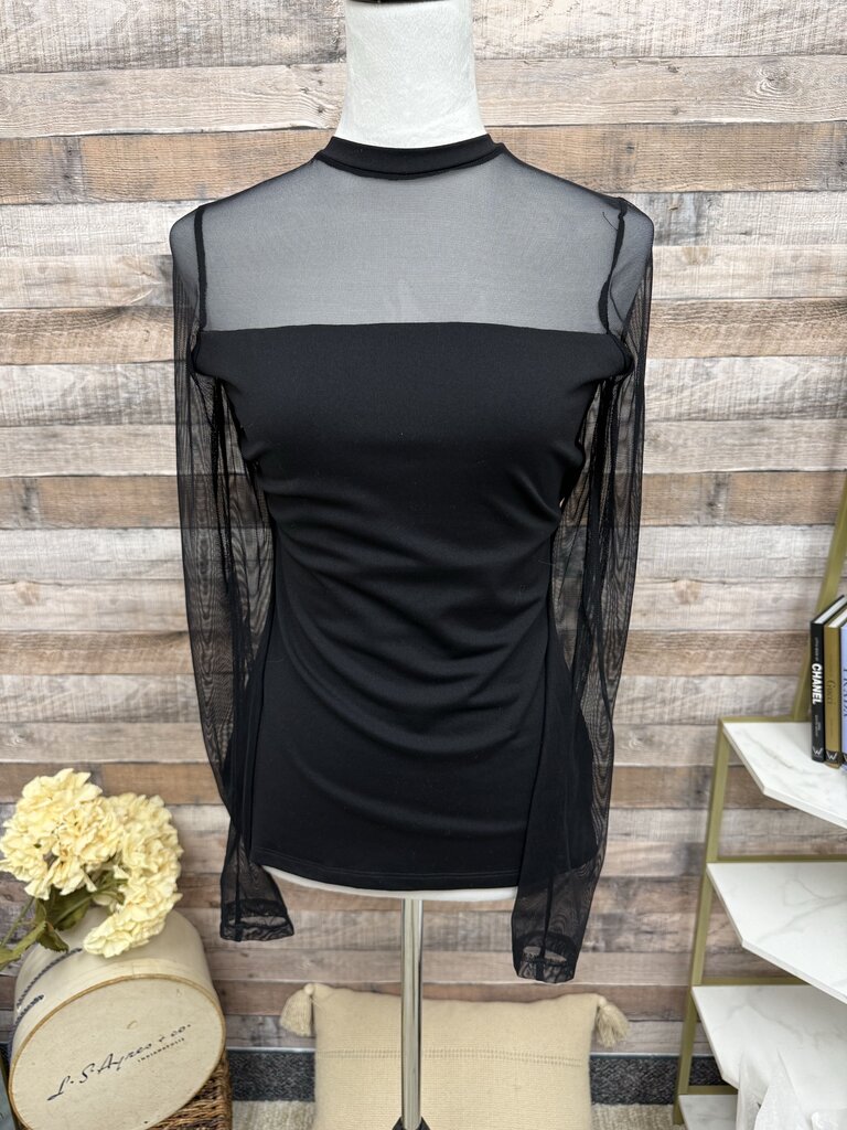 Susana Monoco Black Mesh Long Sleeve