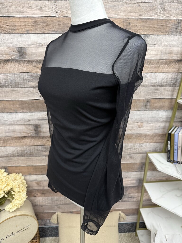 Susana Monoco Black Mesh Long Sleeve