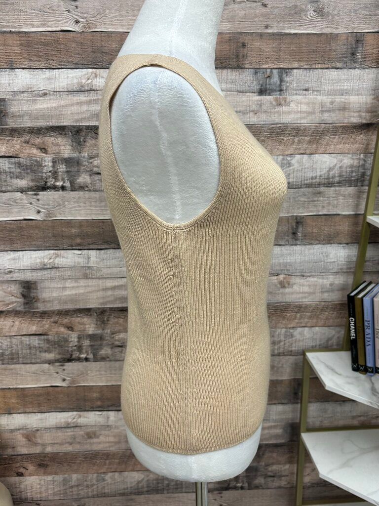 Reformation Beige Ribbed Sleeveless Crop