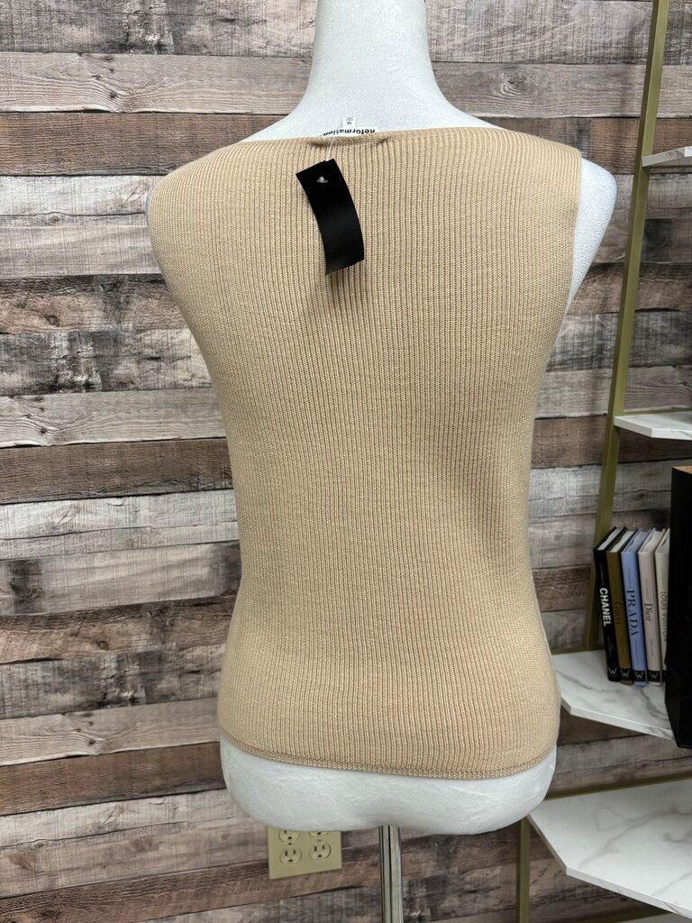 Reformation Beige Ribbed Sleeveless Crop