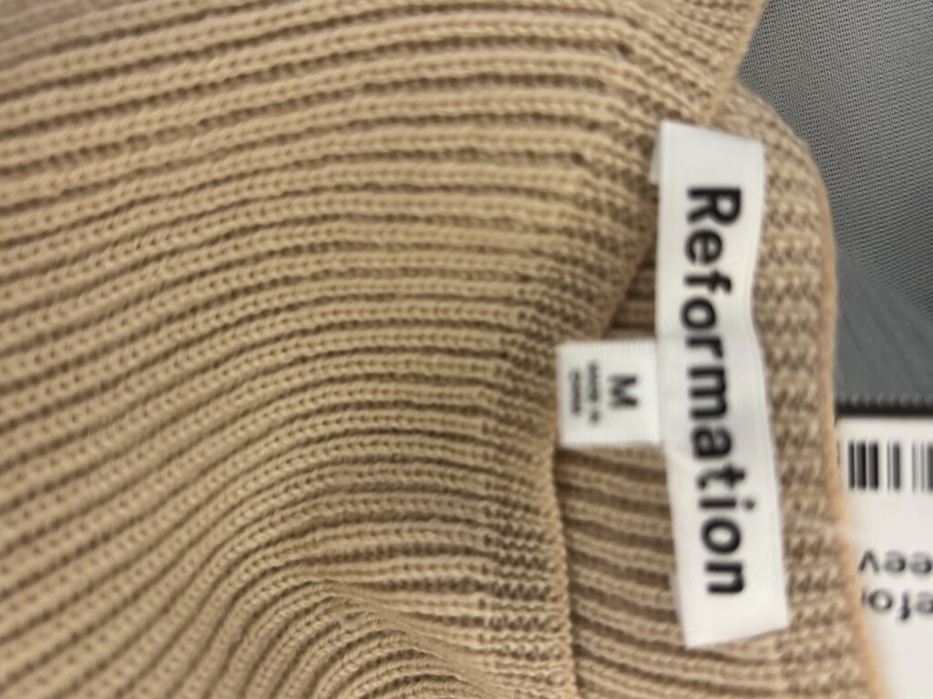 Reformation Beige Ribbed Sleeveless Crop