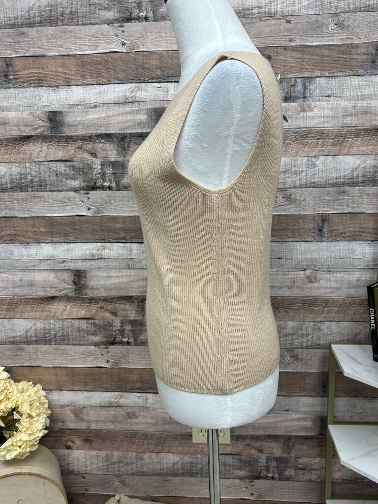 Reformation Beige Ribbed Sleeveless Crop