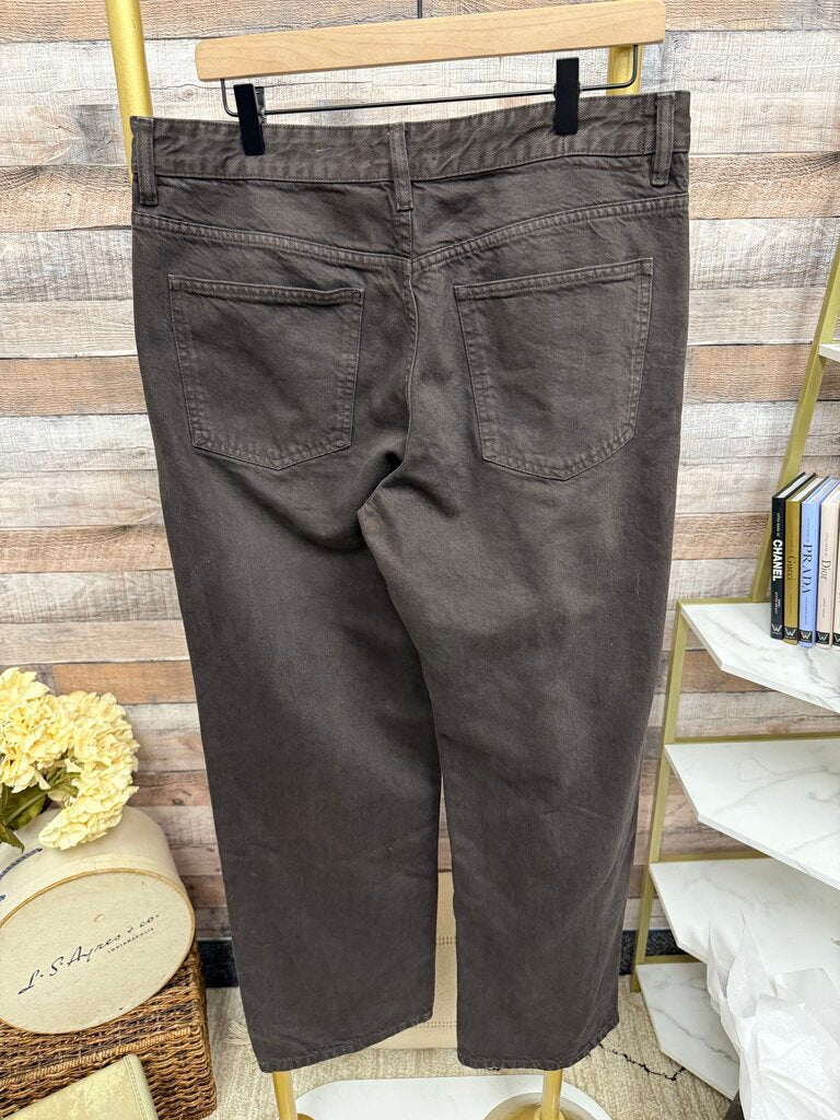 Massimo Dutti Brown Barrel Denim