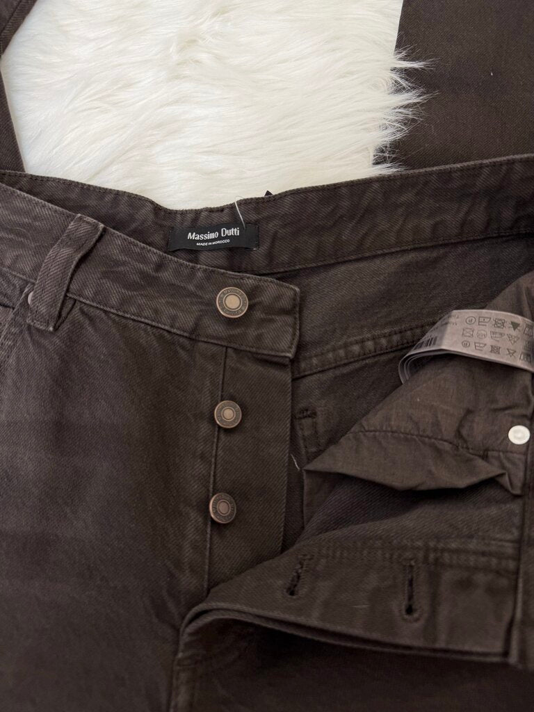 Massimo Dutti Brown Barrel Denim