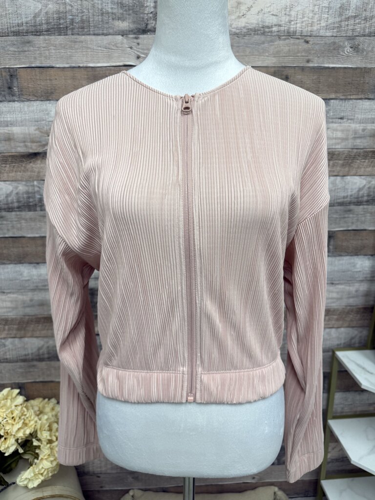 Alo Pink Pleated Cropped Yoga Jacket