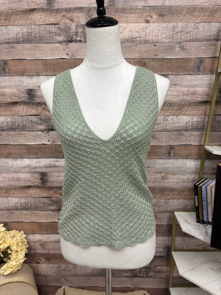Alice & Olivia Sage Green V-Neck Knit