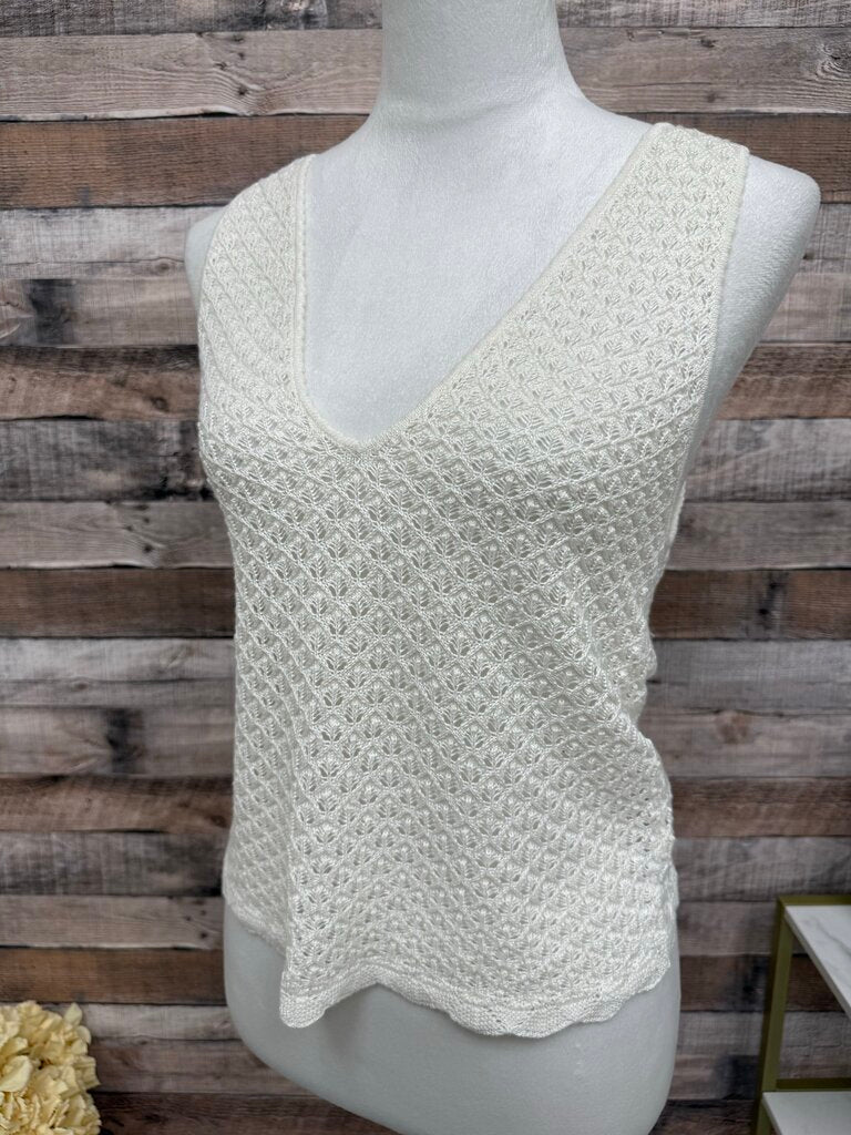 Alice & Olivia White V-Neck Knit