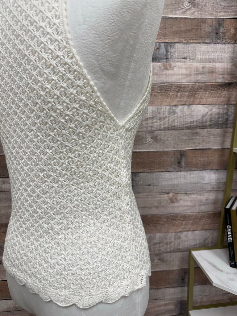 Alice & Olivia White V-Neck Knit