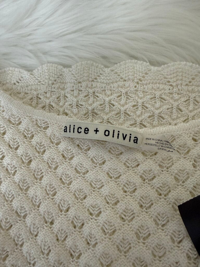 Alice & Olivia White V-Neck Knit