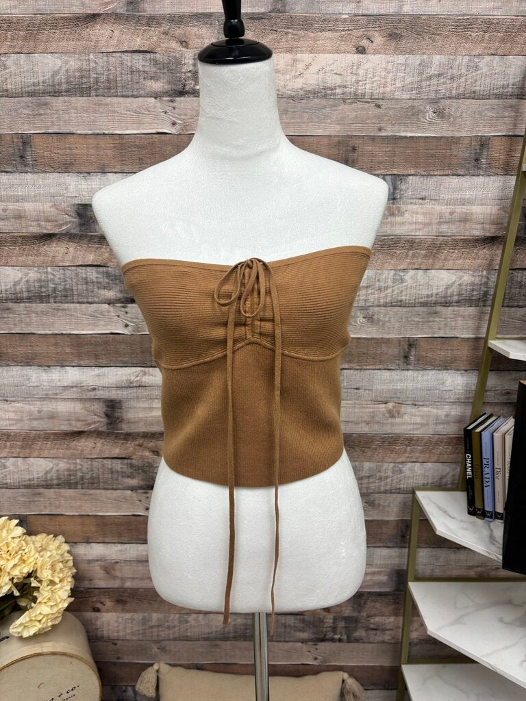 Alice & Olivia Brown Ribbed Tube Top