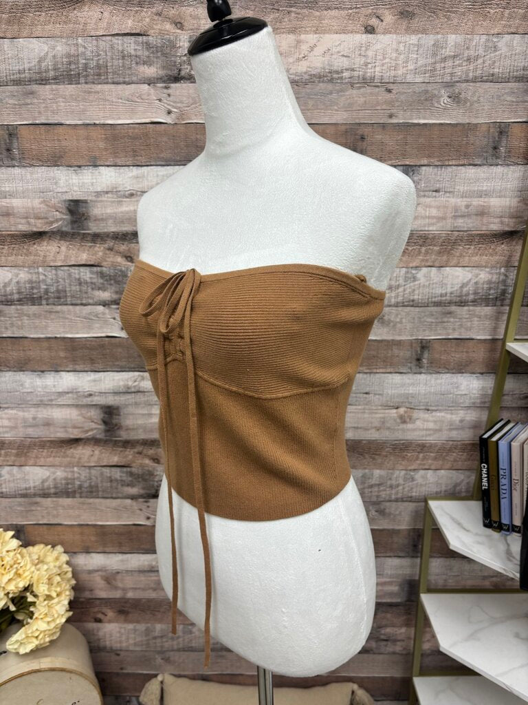 Alice & Olivia Brown Ribbed Tube Top