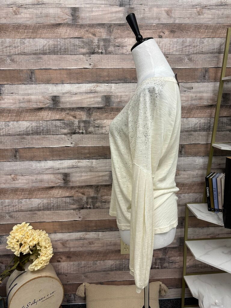 Splendid Cream Paint Splattered Long Sleeve