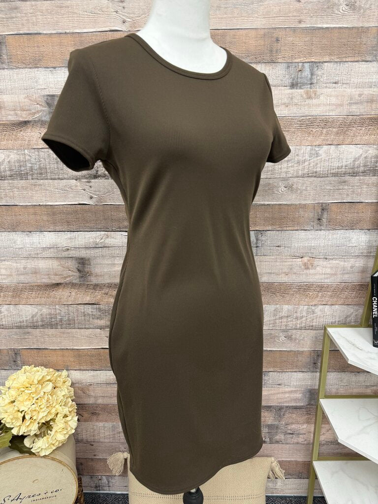 Alo Brown Ribbed Short Sleeve