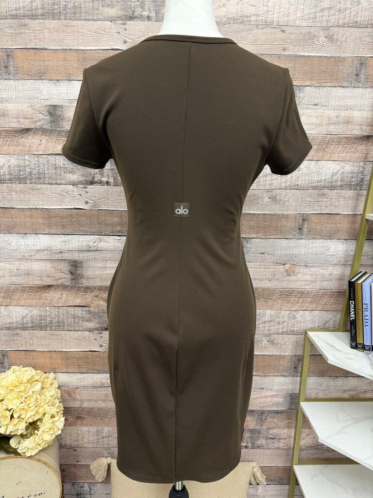 Alo Brown Ribbed Short Sleeve