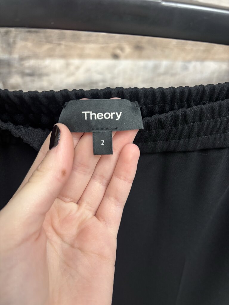 Theory Black Elastic Waist Dress