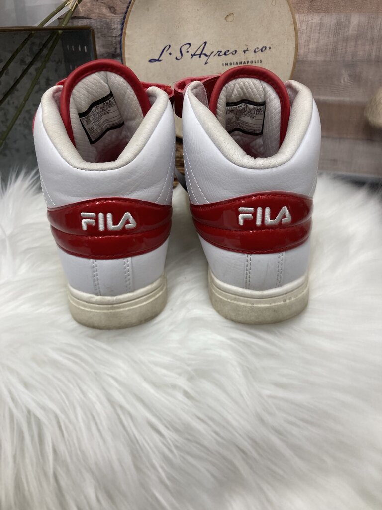 Fila White & Red High Top Sneakers