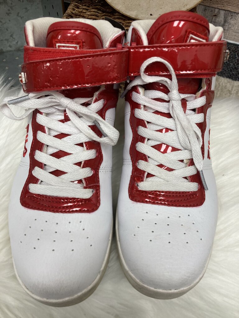 Fila White & Red High Top Sneakers
