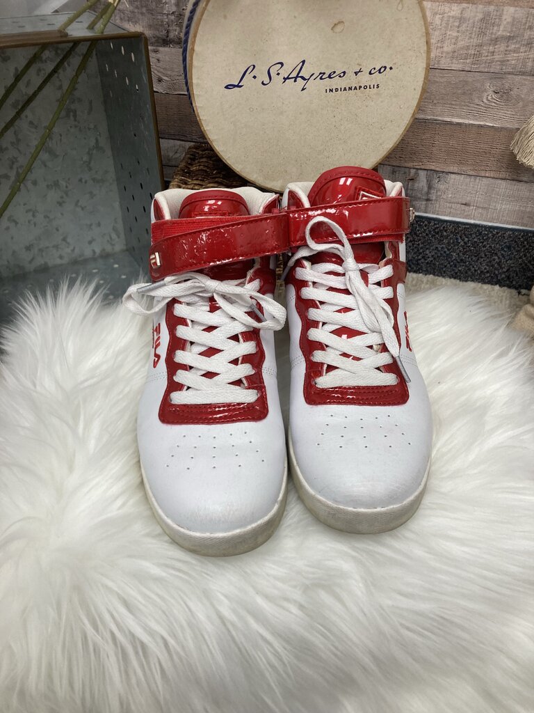 Fila White & Red High Top Sneakers