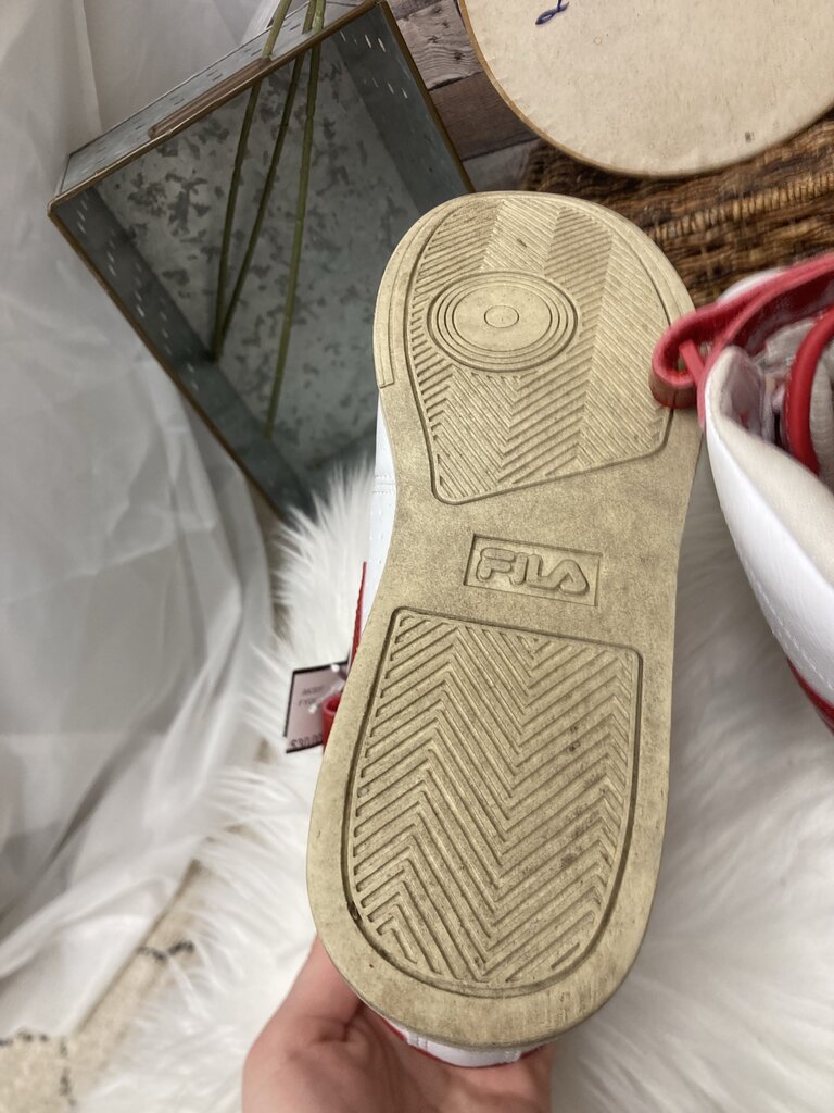Fila White & Red High Top Sneakers